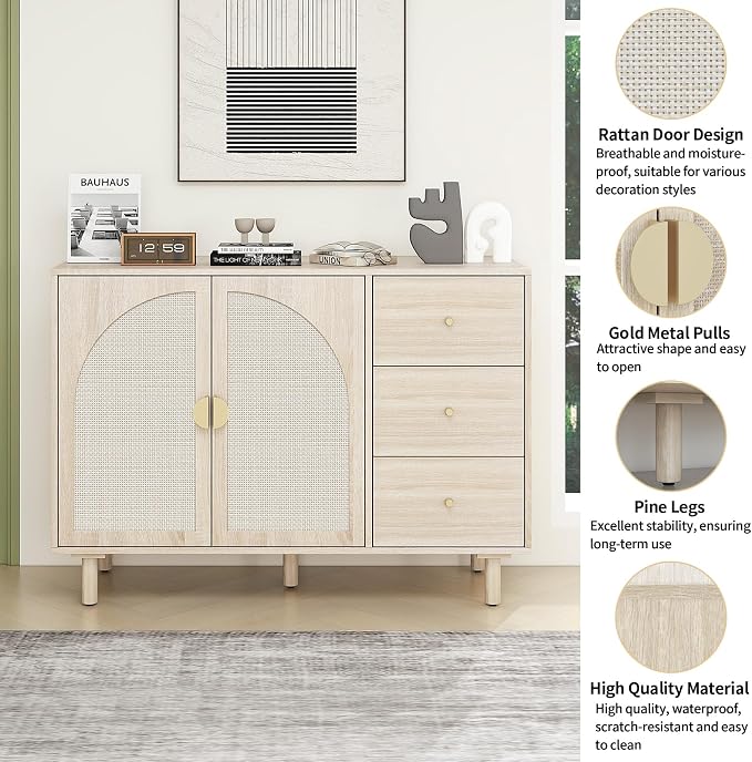 Wood Color-2 Door 3 Drawer