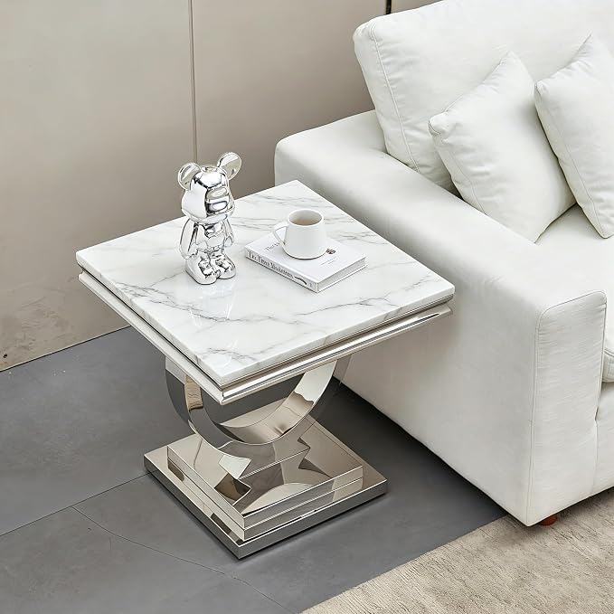 White & Silver - End Table