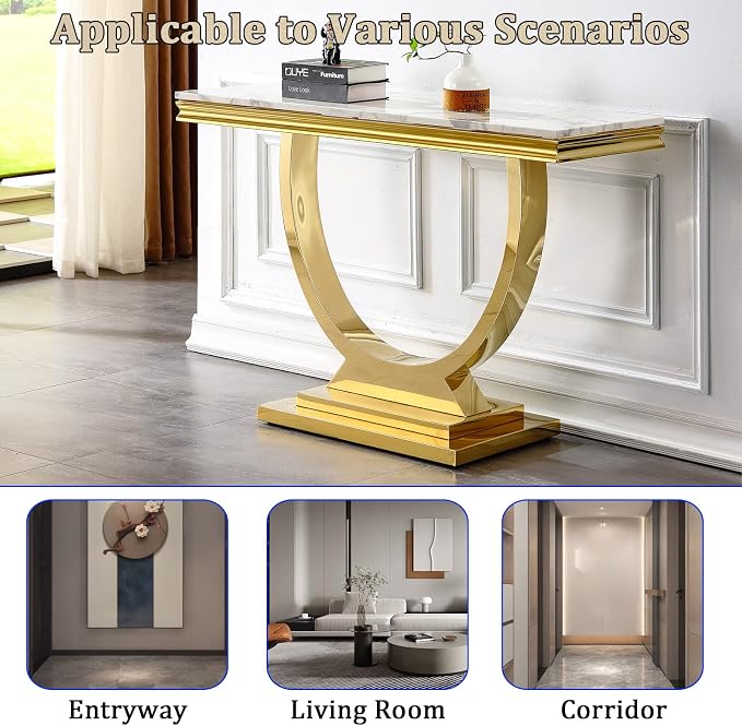 White Golden Console Table