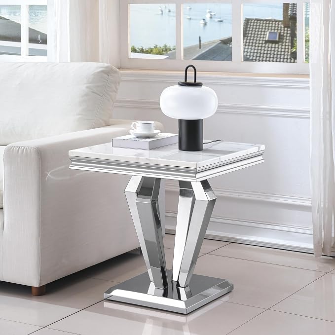 White Silver-end Table