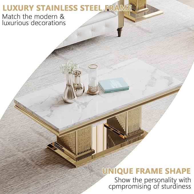White Golden Coffee Table