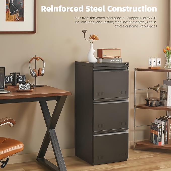 Matte-black 3-drawer Vertical
