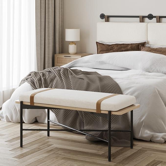 White Boucle/Light Oak/Matte Black