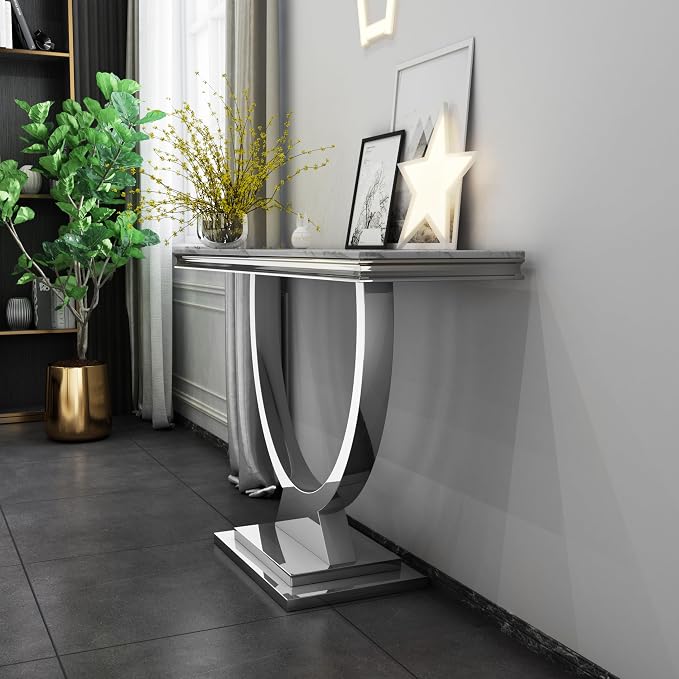 Console Table - White Silver