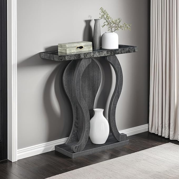 Faux Black Marble/Weathered Gray