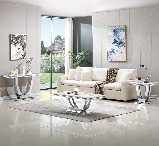 Console Table,white&silver-3
