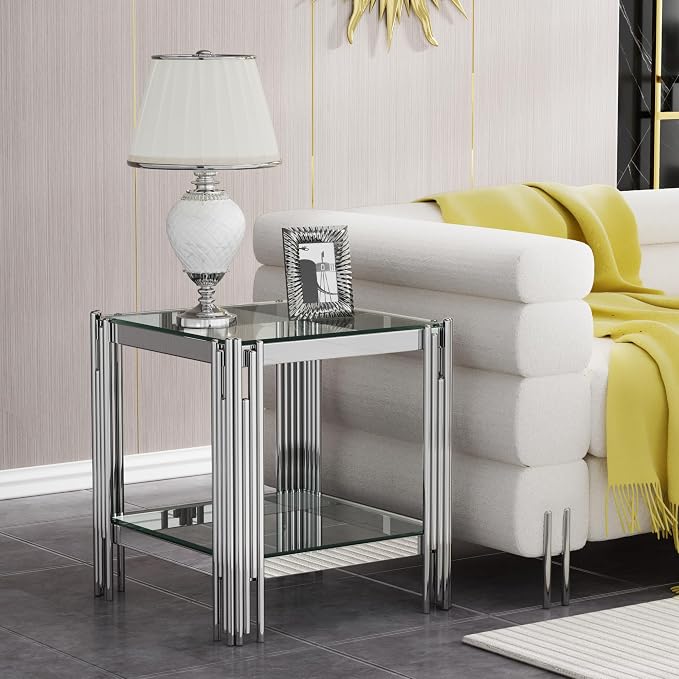 Silver & Clear End Table