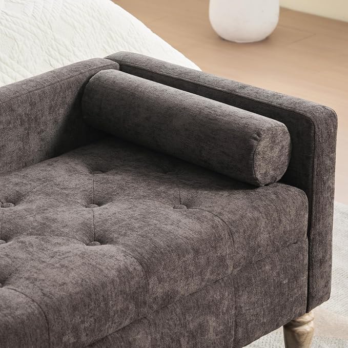 64.6'' W Dark Charcoal Brown - Wood Legs