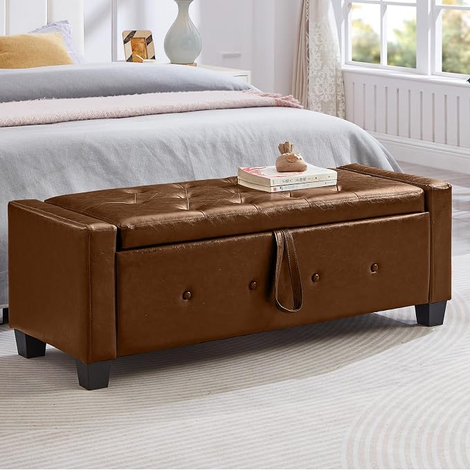 Light Brown Faux Leather Tufted 48''