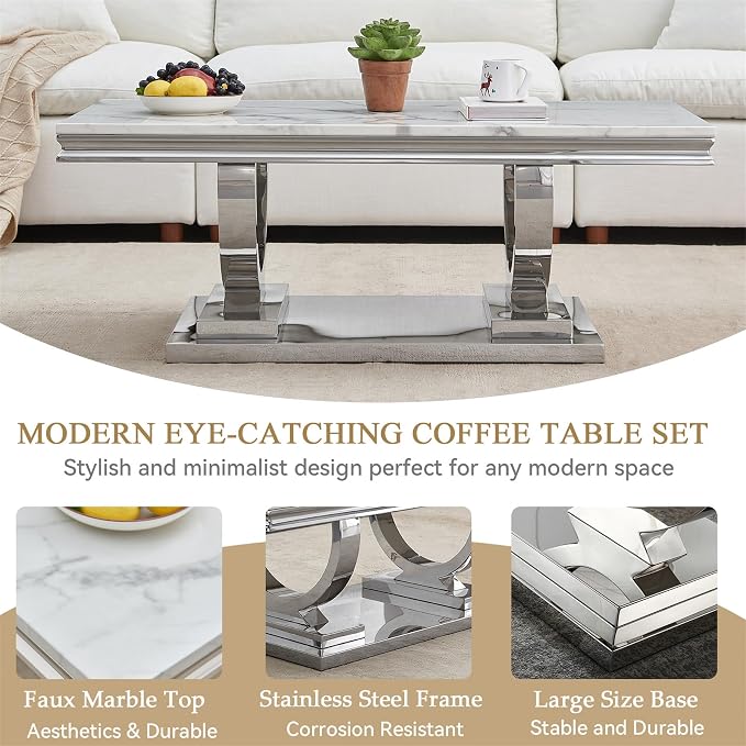 White Silver-coffee Table