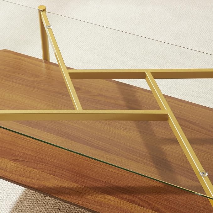 Clear Glass & Walnut Wood