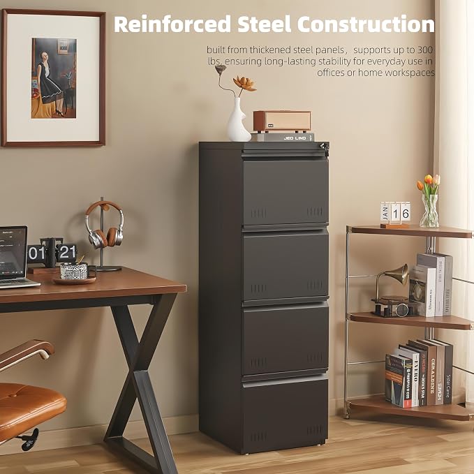 Matte-black 4-drawer Vertical