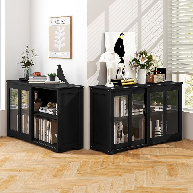 Black/Glass Sliding Door