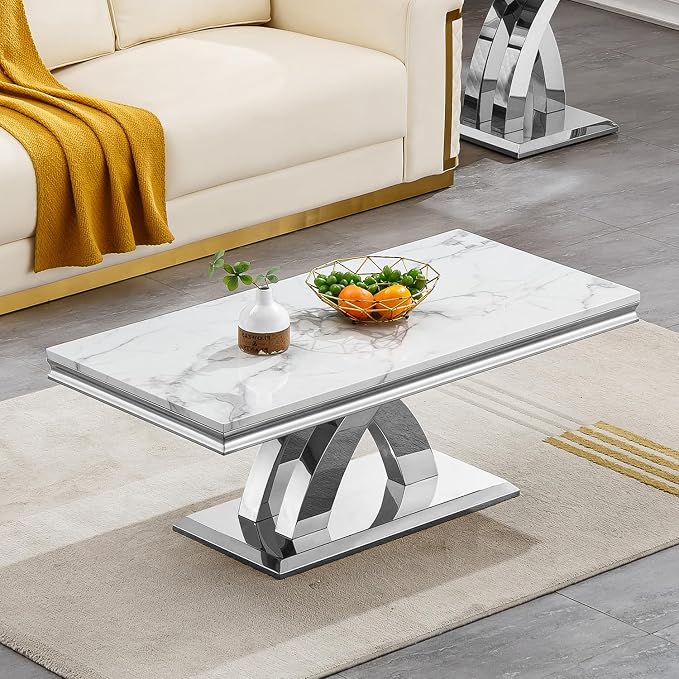 Coffee Table - White Silver Base