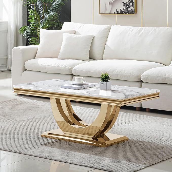 Coffee Table - White Gold Base