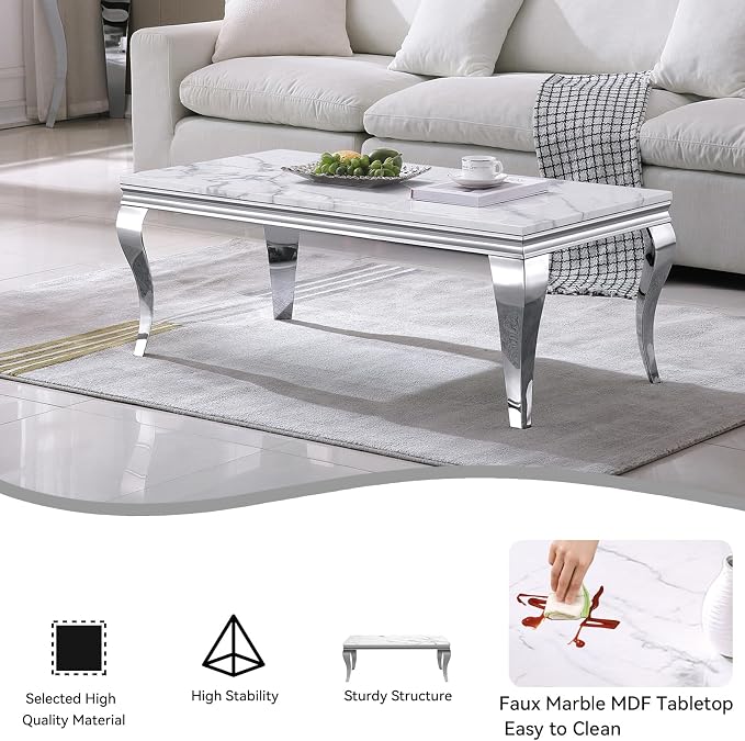 White Silver Coffee Table