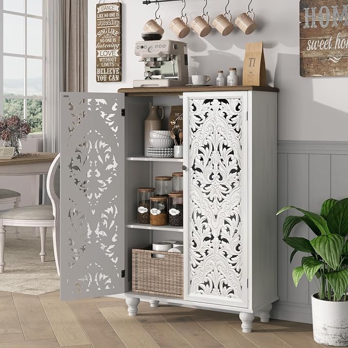 White & Walnut_2 Doors Tall
