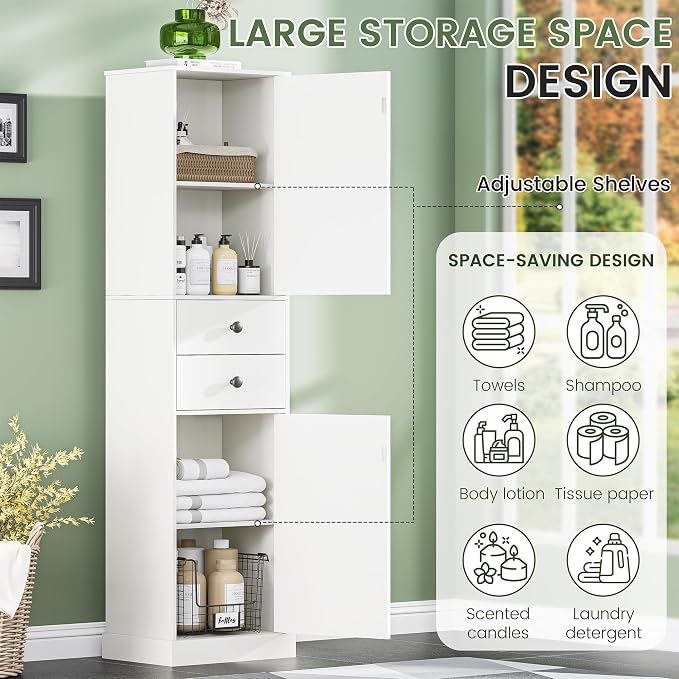 White With 2 Drawers & Doors