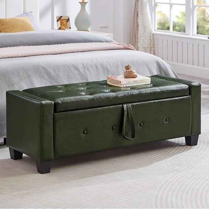 Olive Green Faux Leather Tufted 48''