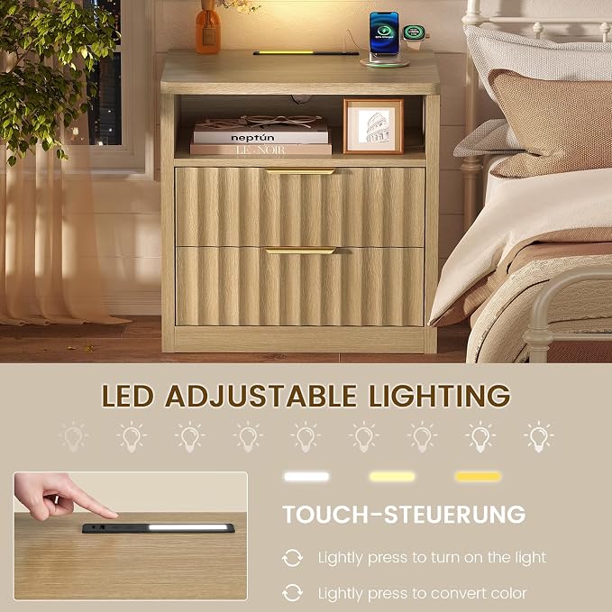 Natural, 2 Drawers Set of 2