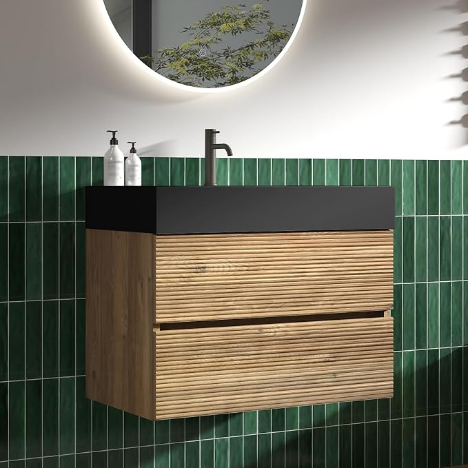 Rough Oak / Black High-rim Sink