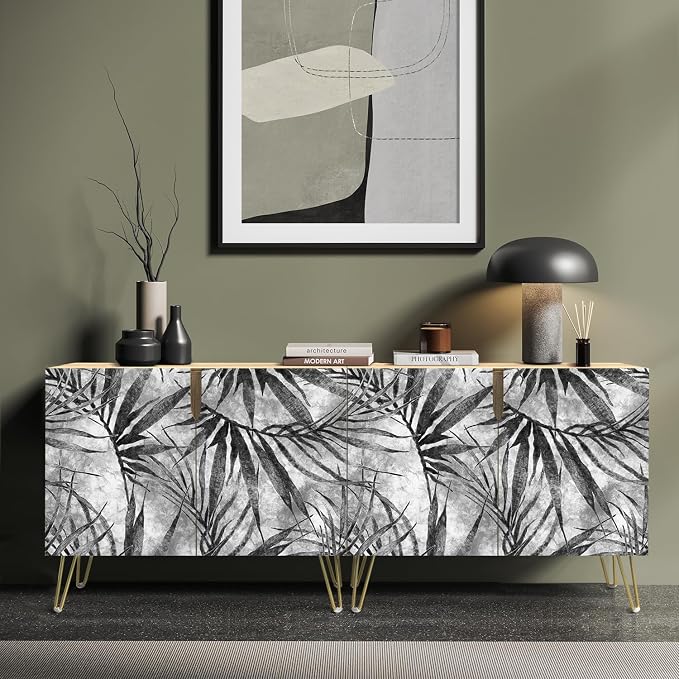 Black Tropical Palm Leaves Patterns