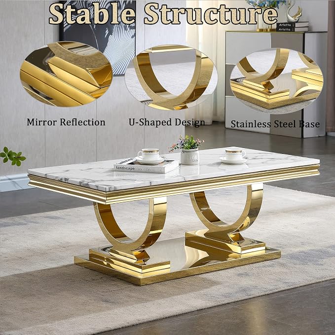 White Golden Coffee Table
