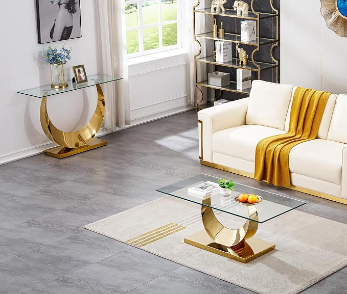 Gold Console Table (Moon-shape Base)