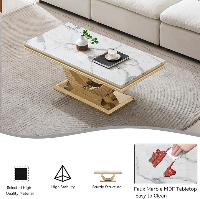 White Golden Coffee Table