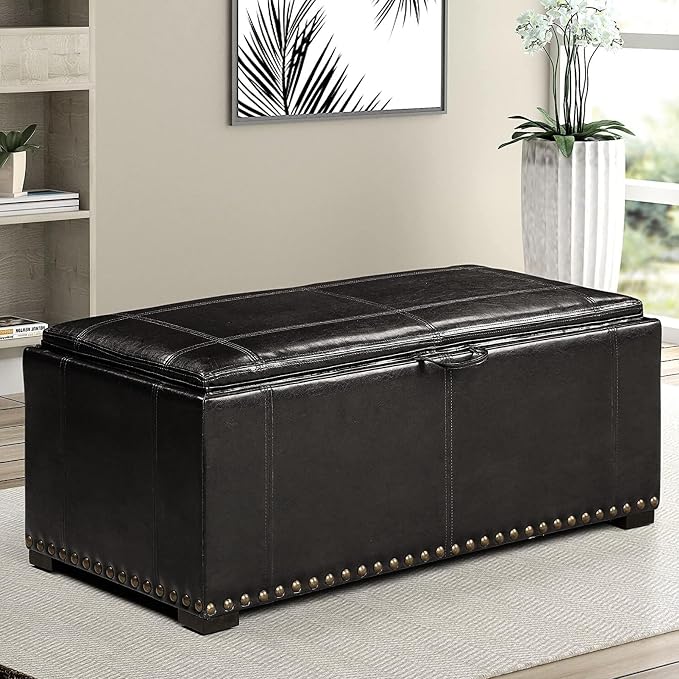Vegan Leather-black With 2 Ottomans 40'' W