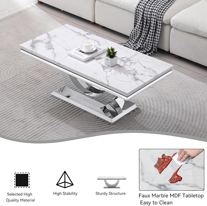 White Silver Coffee Table