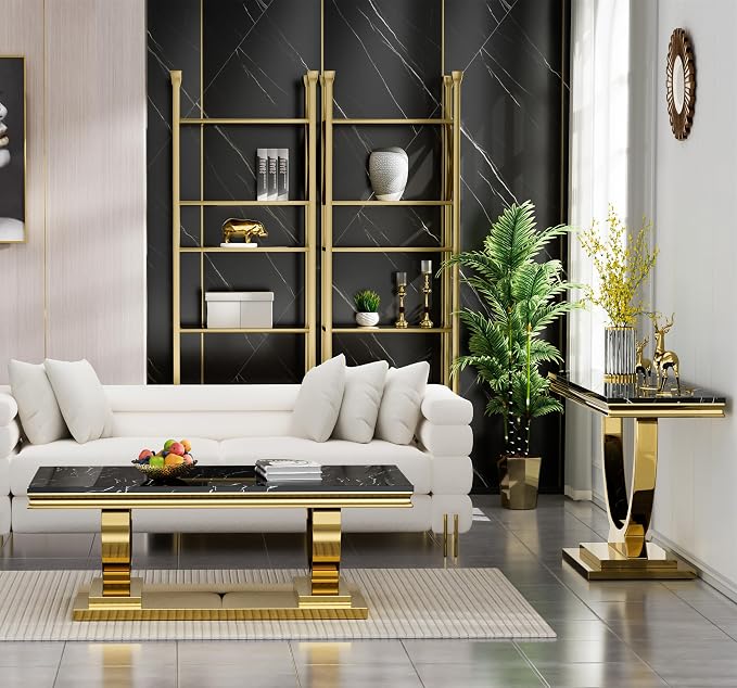 End Table,black&gold