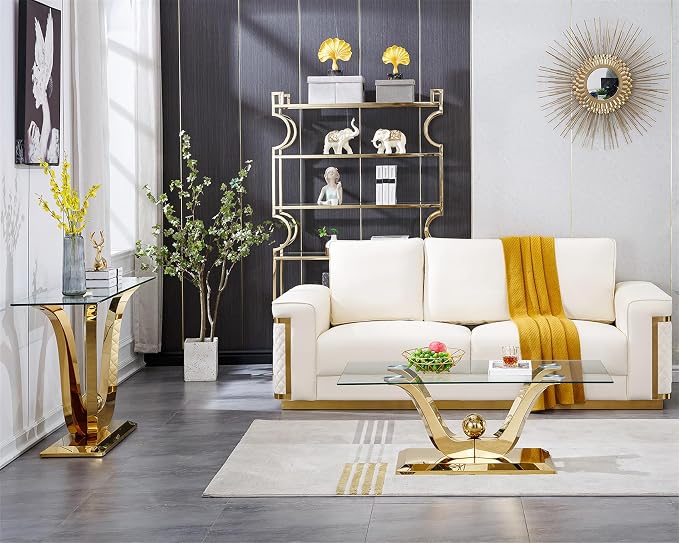Gold-1 Coffee Table+1 Sofa Table