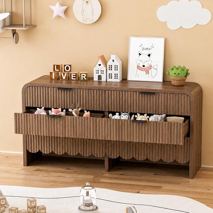 Walnut-6 Drawer-dresser