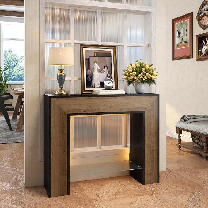 Dark Grey/ Oak/Glass Shelf