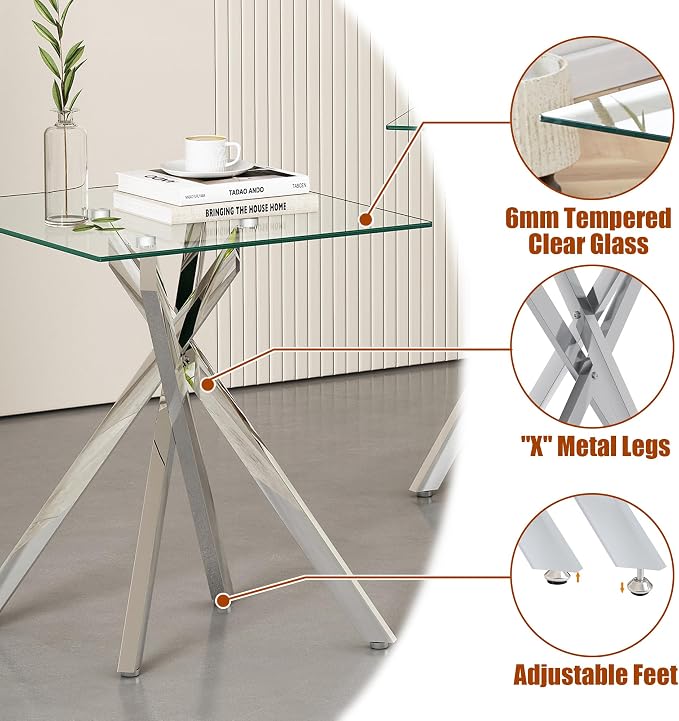 Square Top & Silver Base
