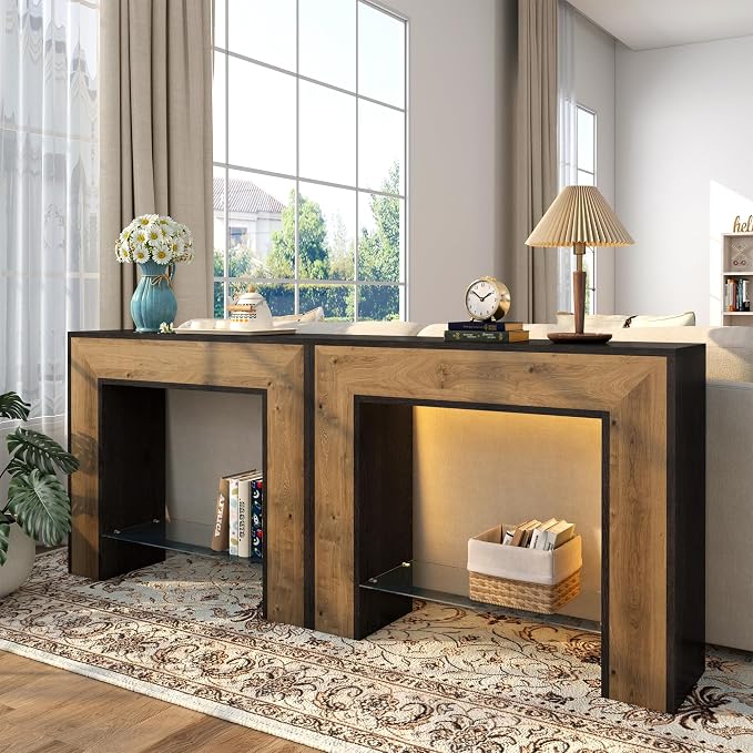 Dark Grey/ Oak/Glass Shelf