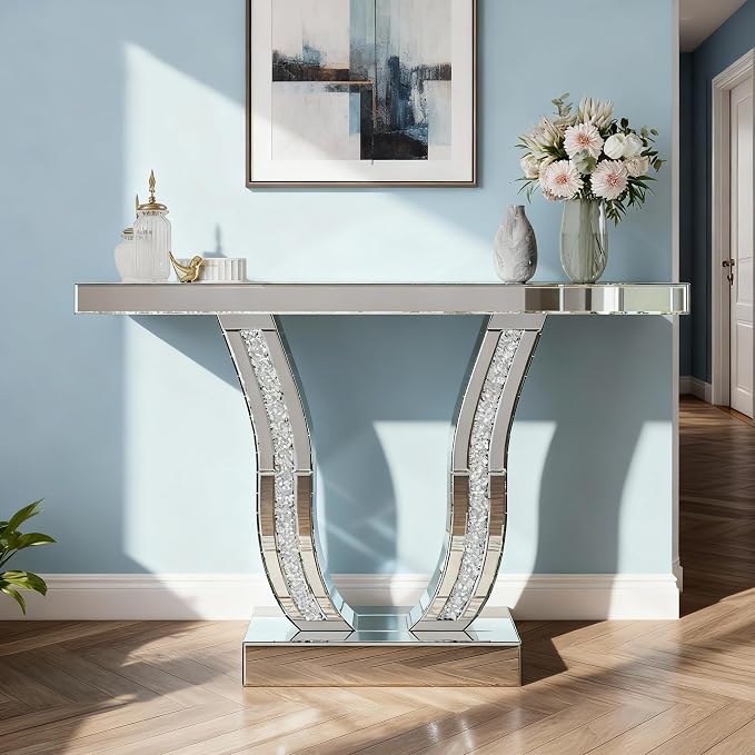 Silver Table+round Mirror