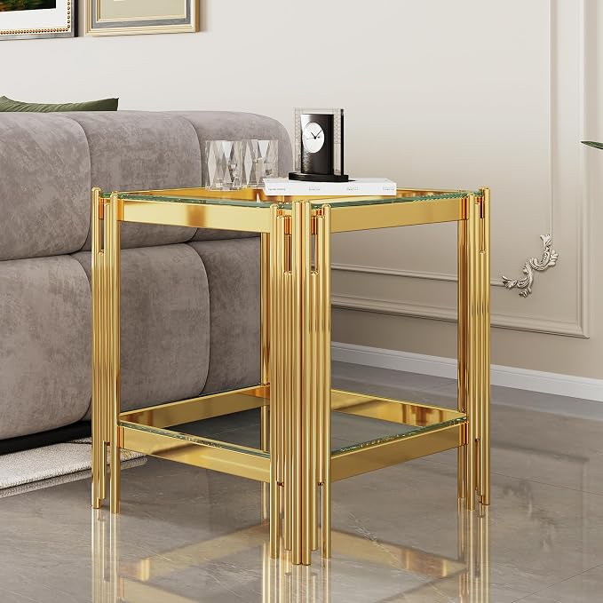 End Table-clear & Gold
