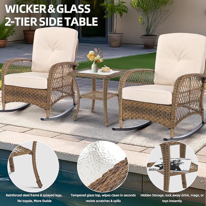 Brown Wicker/Glass Top