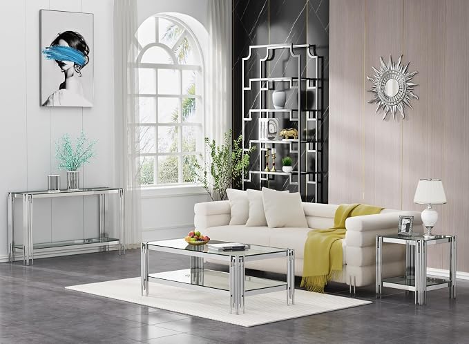Silver & Clear Console Table