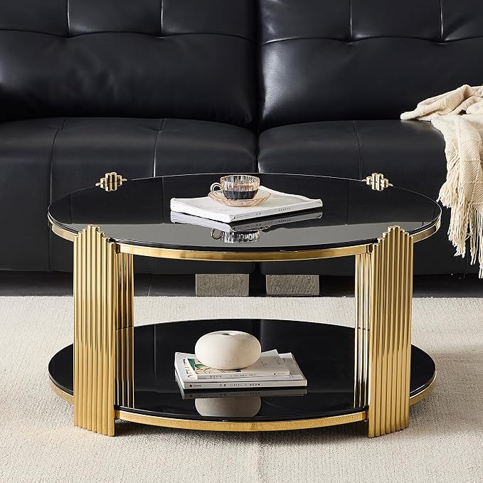 Black & Gold Round Coffee Table