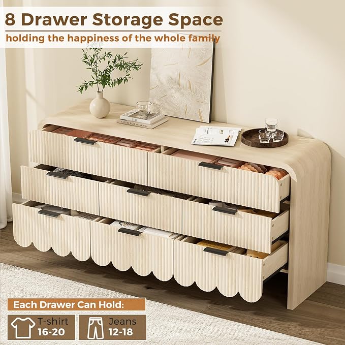 Beige-8 Drawer-dresser