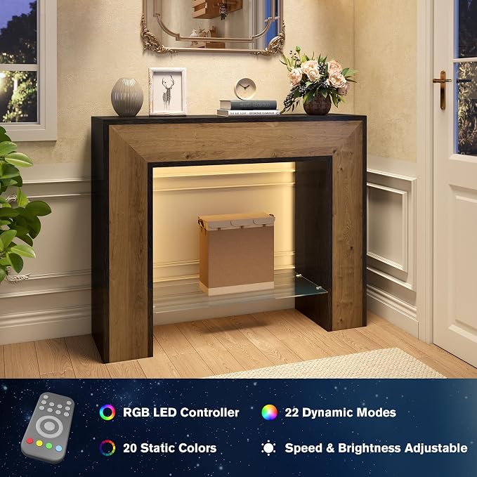 Dark Grey/ Oak/Glass Shelf