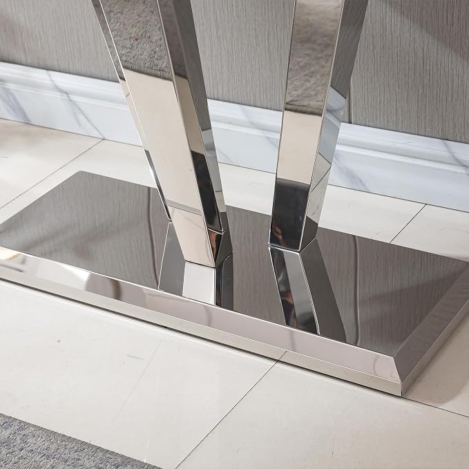 Diamond Base Console Table - White & Silver