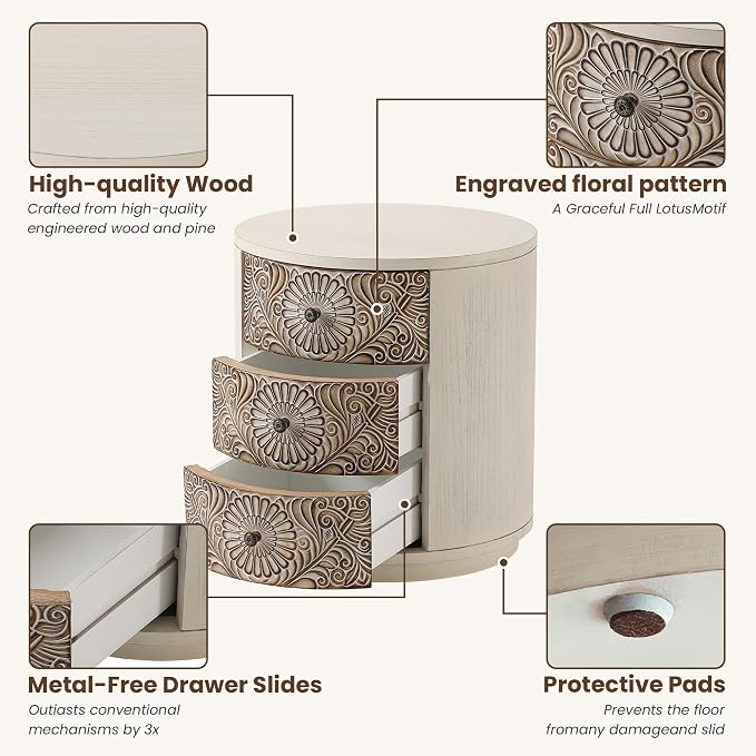 Wood Color-round-carved