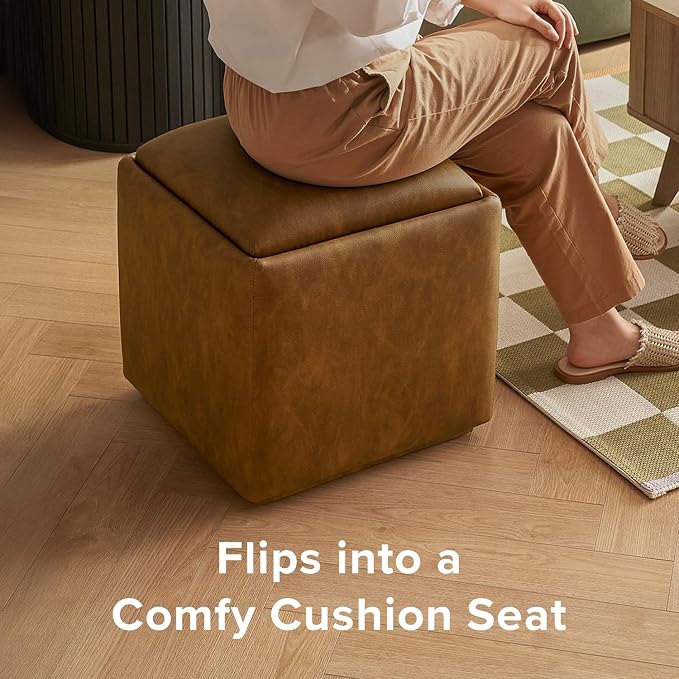 Brown Pu Leather, Cube