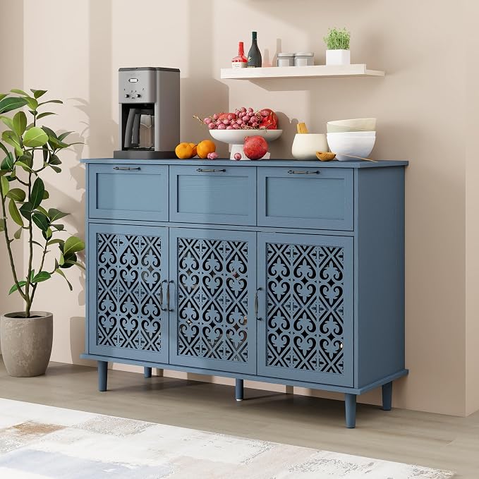 3 Door 3 Drawer Blue