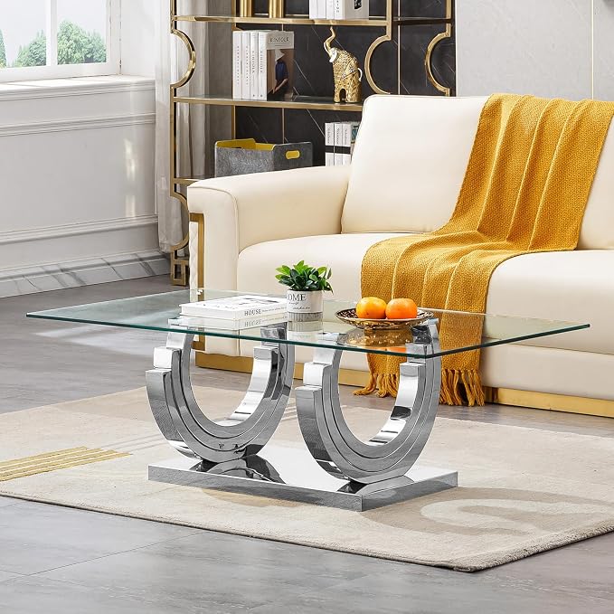 Silver - Coffee Table (Three Semi-circular Base)