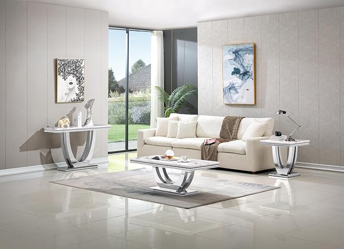 White & Silver - End Table